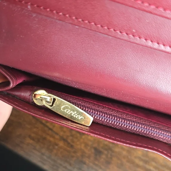 Cartier Maroon Leather Card Holder with Gold Logo - Picture 12 of 12